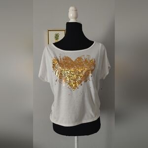 Top Blouse Aéropostale  Hologram  Heart Size S/P Short Sleeve  LightWeight New